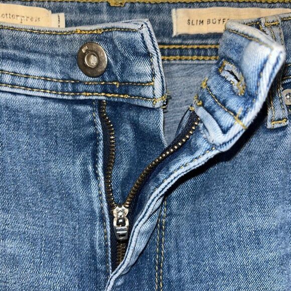 Pilcro and the Letterpress‎ Slim Boyfriend Denim Jeans Distressed w/ Patching 32 - Picture 8 of 12